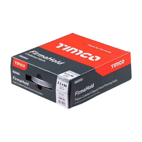 This is an image of Timco - FirmaHold Collated Clipped Head Nails - Trade Pack - Plain Shank - Bright 3.1 x 90mm (2200 PCS Box) CBRT90