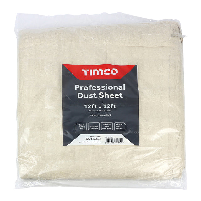 This is an image of Timco - Professional Dust Sheet 12ft x 12ft (1 Each Bag) CDS1212