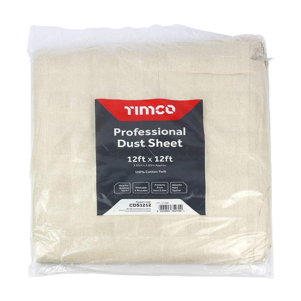 This is an image of Timco - Professional Dust Sheet 12ft x 12ft (1 Each Bag) CDS1212