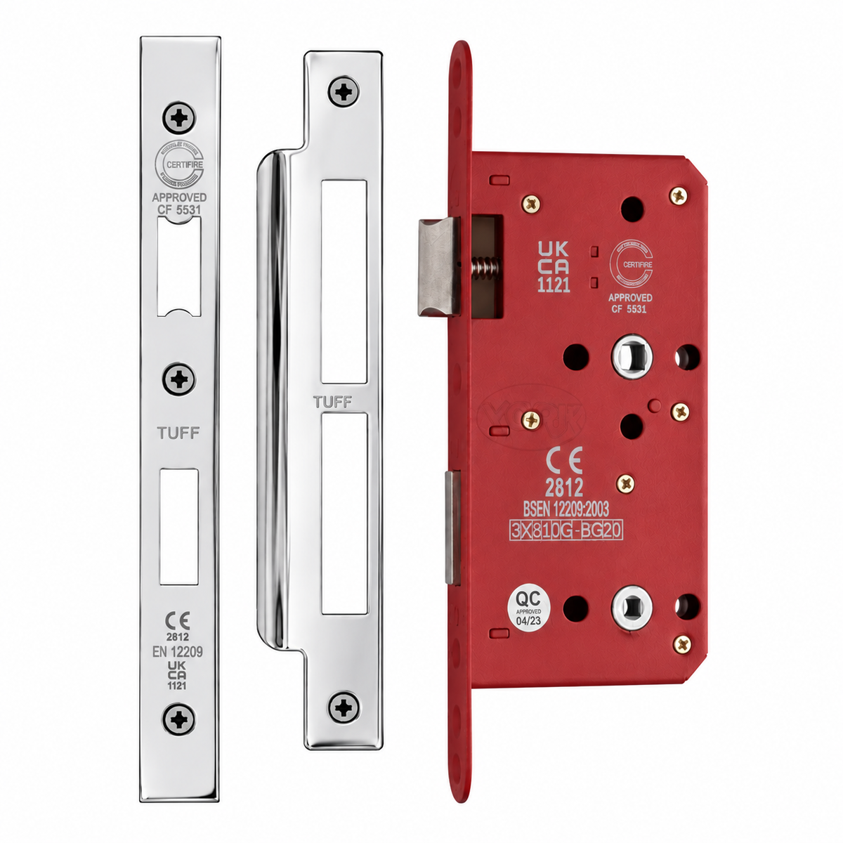 CE Bathroom Lock  78mm Centre Polished Chrome Nickel Finish