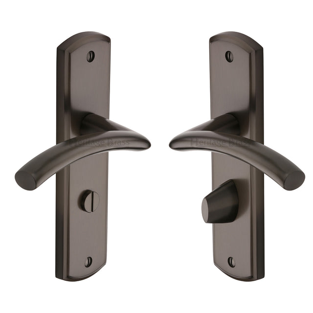 High quality image of the Heritage Brass Door Handle for Bathroom Centaur Design Matt Bronze Finish | Sku. cen1030-mb | Discounted prices available from Trade Door Handles