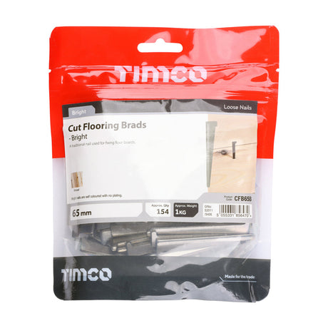 This is an image of Timco - Cut Flooring Brads - Bright 65mm (1 Kg TIMbag) CFB65B