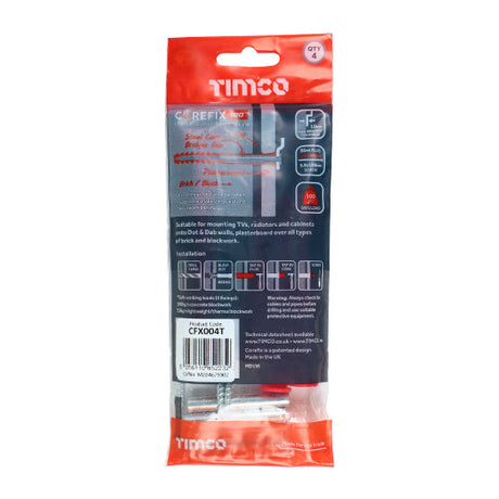 This is an image of Timco - Corefix 100 Dot & Dab Wall Fixing 5.0 x 100mm - (4 PCS Bag) CFX004T