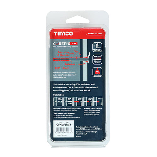 This is an image of Timco - Corefix 100 TV & Radiator Kit 5.0 x 100mm - (6 PCS Box) CFX006RVT
