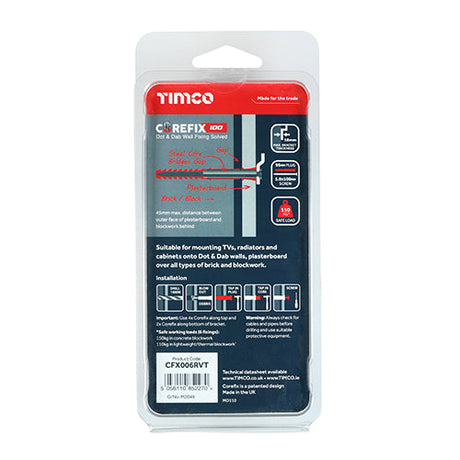 This is an image of Timco - Corefix 100 TV & Radiator Kit 5.0 x 100mm - (6 PCS Box) CFX006RVT