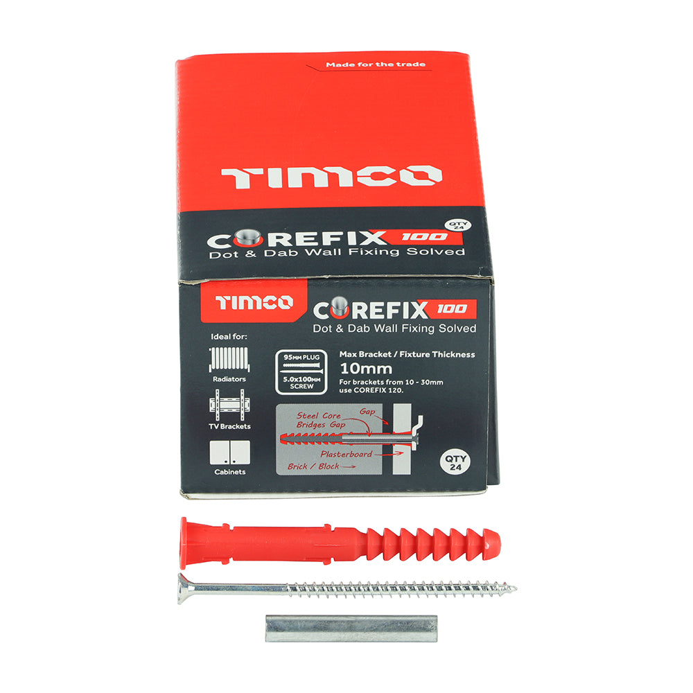 This is an image of Timco - Corefix 100 Dot & Dab Wall Fixing 5.0 x 100mm - (24 PCS Box) CFX024T