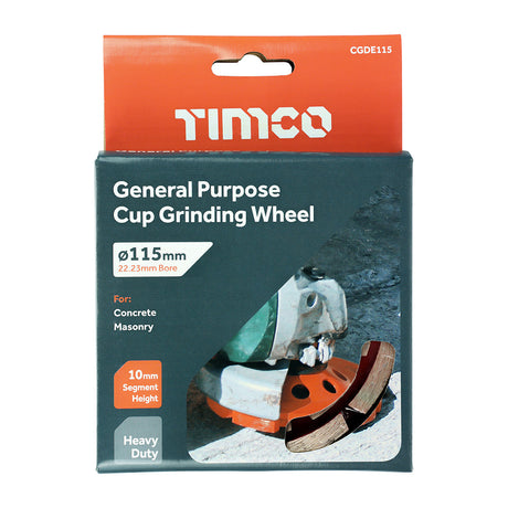 This is an image of Timco - General Purpose Cup Grinding Wheel 115 x 22.2 (1 Each Box) CGDE115