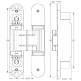 Technical drawing of of Frelan - Ghost 160mm 3D Concealed Hinge Dark Bronze Sku. CH100DB