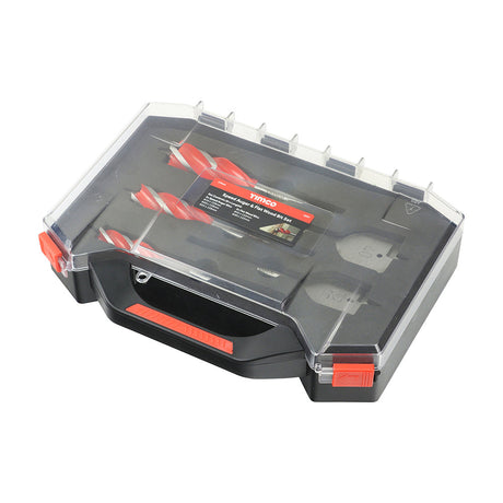 This is an image of Timco - Carpenter's Speed Auger & Flat Wood Bit Kit 5pcs (5 Pieces Case) CKIT