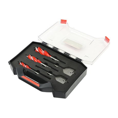 This is an image of Timco - Carpenter's Speed Auger & Flat Wood Bit Kit 5pcs (5 Pieces Case) CKIT