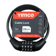 This is an image of Timco - Combination Cable Lock 8mm x 1m (1 Each Backing Card) CL1000