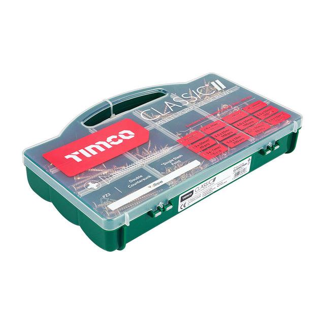 This is an image of Timco - Classic Multi-Purpose Screws - Mixed Tray - PZ - Double Countersunk - Yellow - (895 PCS Tray) CLASSICTRAY