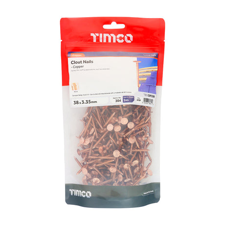 This is an image of Timco - Clout Nails - Copper 38 x 3.35mm (1 Kg TIMbag) COP338B