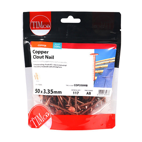 This is an image of Timco - Clout Nails - Copper 50 x 3.35mm (0.5 Kg TIMbag) COP350MB