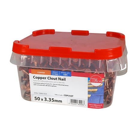 This is an image of Timco - Clout Nails - Copper 50 x 3.35mm (2.5 Kg TIMtub) COP350T