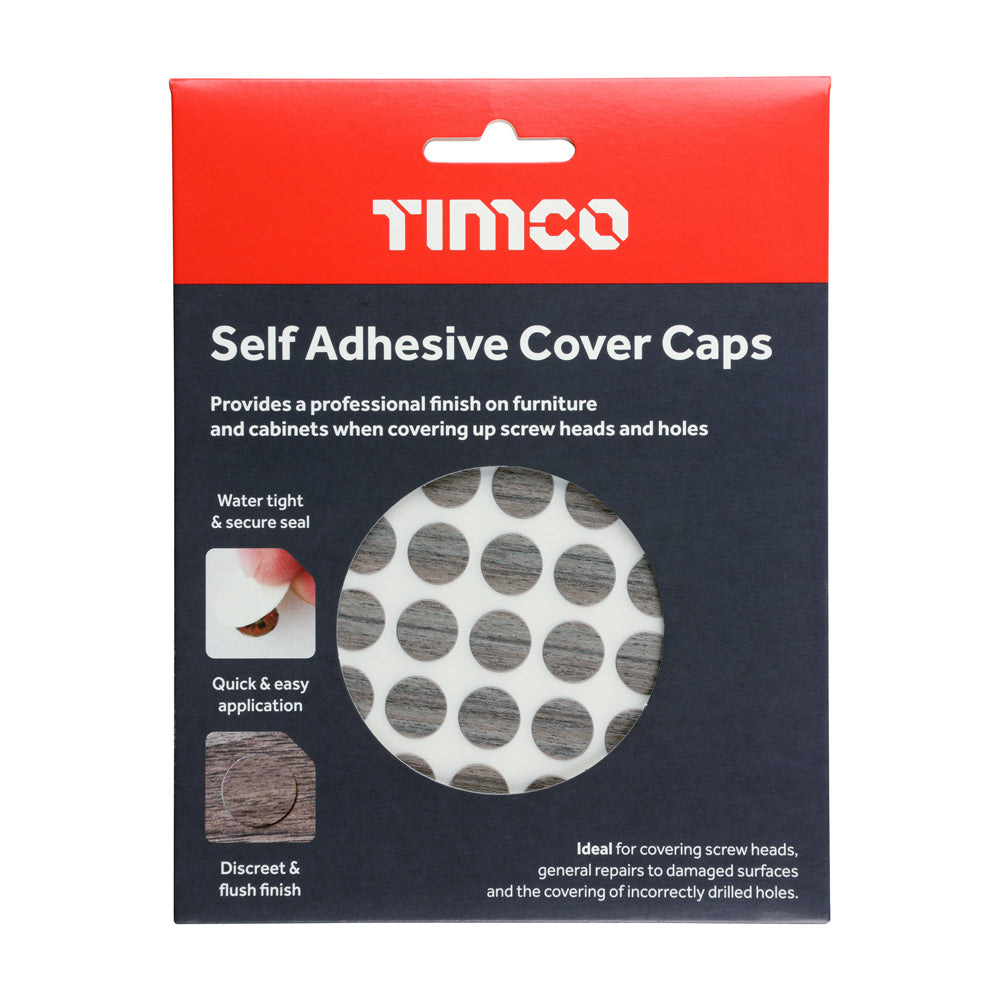 This is an image of Timco - Self-Adhesive Cover Caps - Driftwood 13mm - (112 PCS Pack) COVERDR13