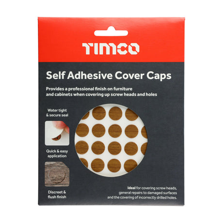 This is an image of Timco - Self-Adhesive Cover Caps - Natural Walnut 13mm - (112 PCS Pack) COVERNW13