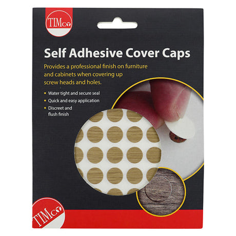 This is an image of Timco - Self-Adhesive Cover Caps - Odessa Oak 13mm - (112 PCS Pack) COVEROO13