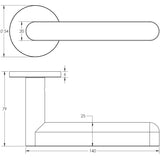 Technical drawing of of CRES - CR-101 Dark Bronze Sprung Round Rose Door Handle Sku. CR-101A1DB
