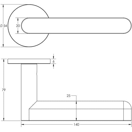 Technical drawing of of CRES - CR-101 Antique Brass Unsprung Round Rose Door Handle Sku. CR-101A2AB