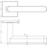 Technical drawing of of CRES - CR-101 Dark Bronze Sprung Square Rose Door Handle Sku. CR-101B1DB