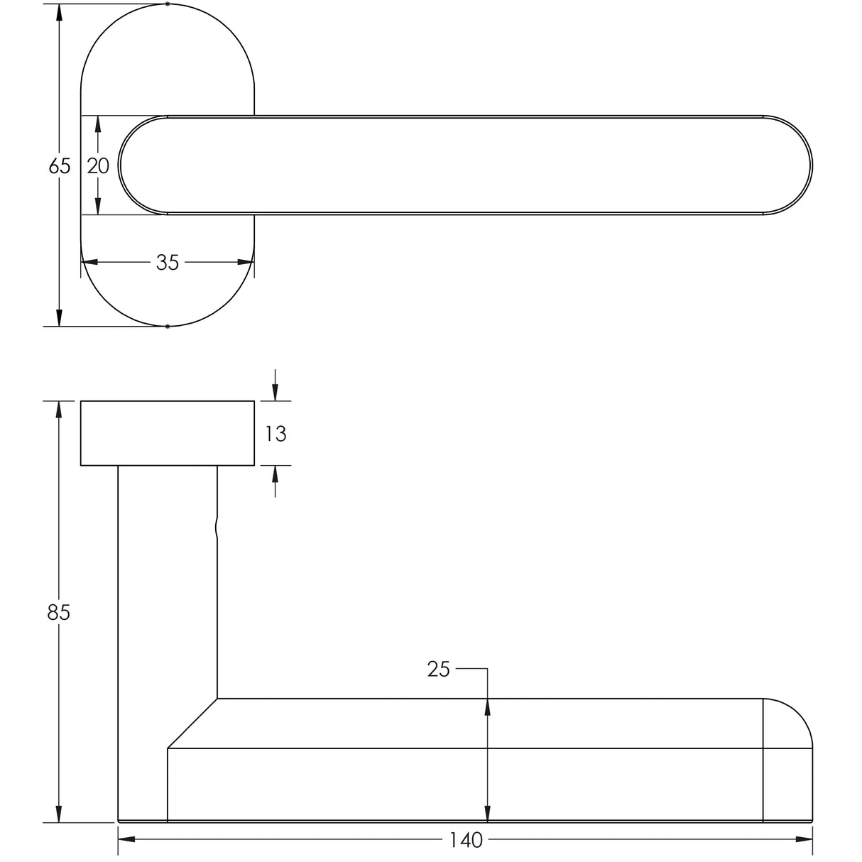 Technical drawing of of CRES - CR-101 Antique Brass Multi Point Oval Rose Door Handle Sku. CR-101C4AB