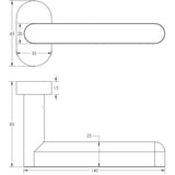Technical drawing of of CRES - CR-101 Antique Brass Multi Point Oval Rose Door Handle Sku. CR-101C4AB