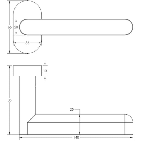 Technical drawing of of CRES - CR-101 Antique Brass Multi Point Oval Rose Door Handle Sku. CR-101C4AB