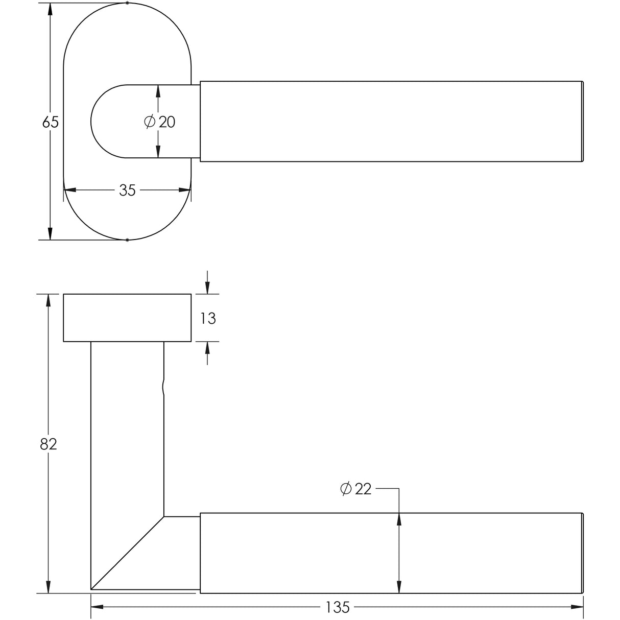 Technical drawing of of CRES - CR-102 Satin Stainless Steel Multi Point Oval Rose Door Handle Sku. CR-102C4SSS