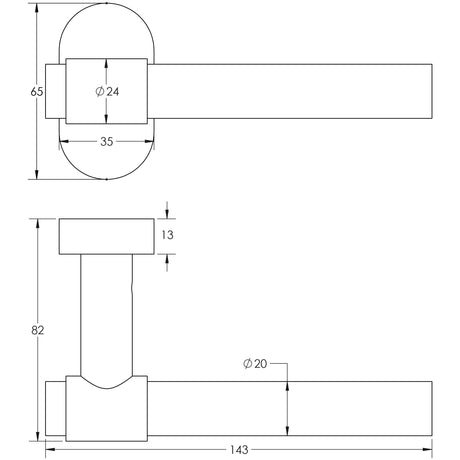 Technical drawing of of CRES - CR-103 Antique Brass Multi Point Oval Rose Door Handle Sku. CR-103C4AB