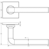 Technical drawing of of CRES - CR-104 Black Sprung Square Rose Door Handle Sku. CR-104B1MB