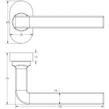 Technical drawing of of CRES - CR-104 Satin Brass Multi Point Oval Rose Door Handle Sku. CR-104C4SB