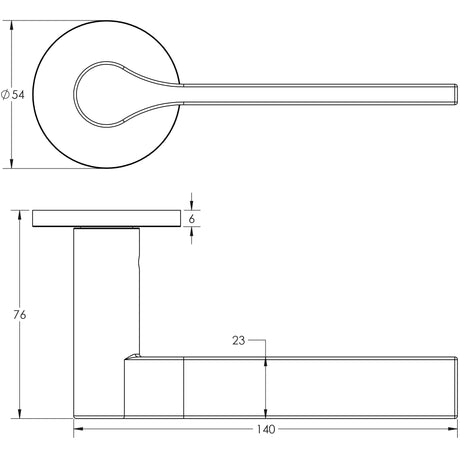 Technical drawing of of CRES - CR-105 Black Sprung Round Rose Door Handle Sku. CR-105A1MB