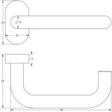 Technical drawing of of CRES - CR-106 Dark Bronze Multi Point Oval Rose Door Handle Sku. CR-106C4DB