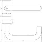 Technical drawing of of CRES - CR-106 Dark Bronze Multi Point Rectangular Rose Door Handle Sku. CR-106D4DB