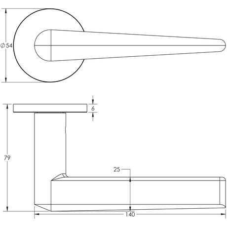 Technical drawing of of CRES - CR-107 Dark Bronze Unsprung Round Rose Door Handle Sku. CR-107A2DB