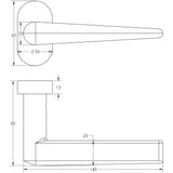 Technical drawing of of CRES - CR-107 Satin Stainless Steel Multi Point Oval Rose Door Handle Sku. CR-107C4SSS