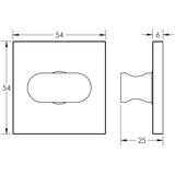 Technical drawing of of CRES - CR-801 Dark Bronze Thumb Turn & Lock Square Rose w/ Indicator Sku. CR-801BK7DB