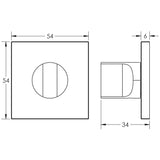 Technical drawing of of CRES - CR-802 Satin Stainless Steel Thumb Turn & Lock Square Rose w/ Indicator Sku. CR-802BK7SSS