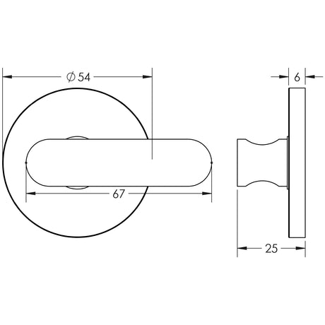 Technical drawing of of CRES - CR-803 Satin Stainless Steel Thumb Turn & Lock Round Rose w/ Indicator Sku. CR-803AJ7SSS