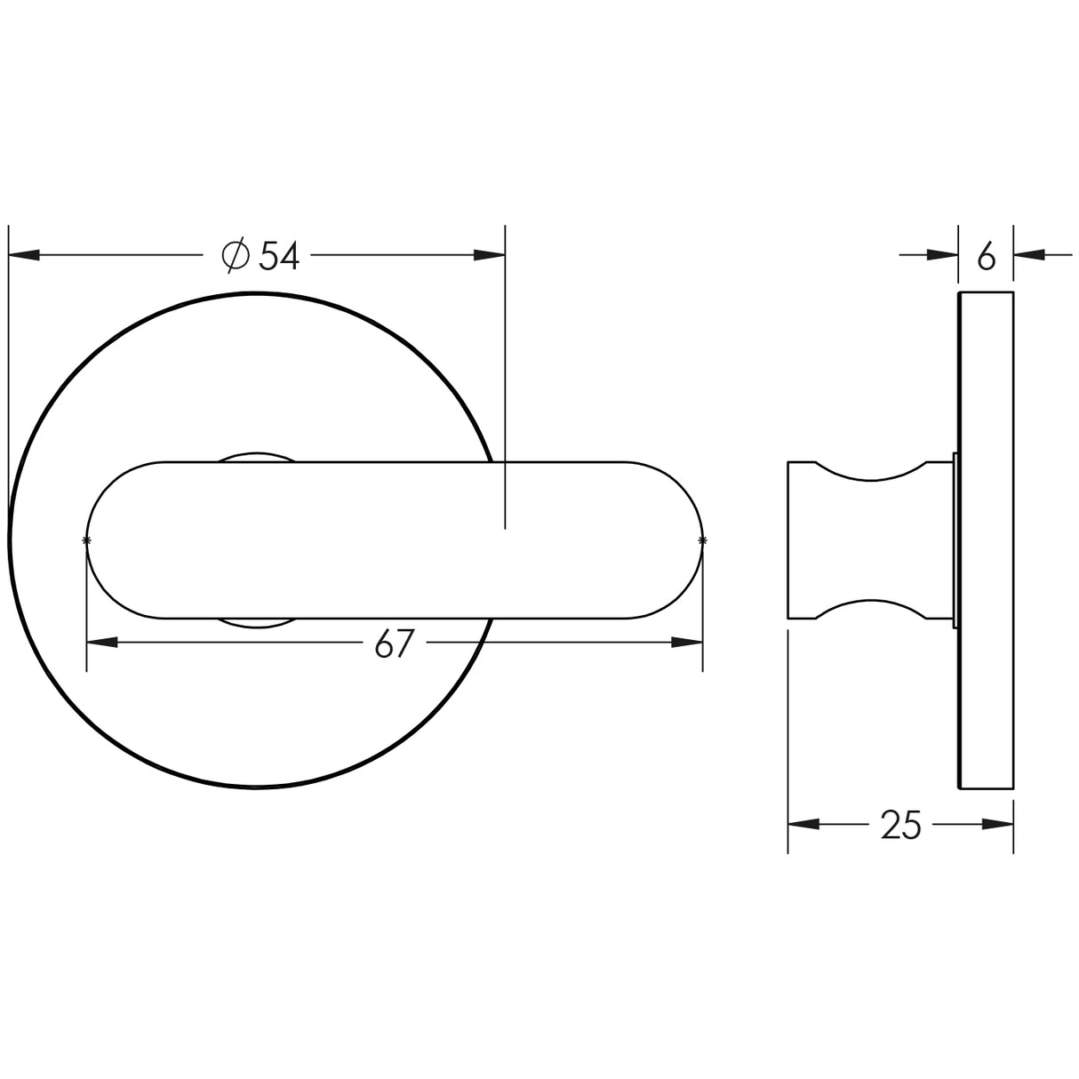 Technical drawing of of CRES - CR-803 Satin Brass Thumb Turn & Lock Round Rose Sku. CR-803A7SB