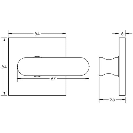 Technical drawing of of CRES - CR-803 Satin Brass Thumb Turn & Lock Square Rose Sku. CR-803B7SB