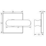 Technical drawing of of CRES - CR-803 Satin Stainless Steel Thumb Turn & Lock Square Rose Sku. CR-803B7SSS