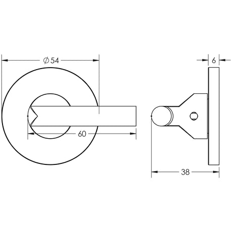 Technical drawing of of CRES - CR-804 Antique Brass Thumb Turn & Lock Round Rose Sku. CR-804A7AB