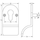 Technical drawing of of CRES - Cylinder Pull Lug Fixed Black Sku. CRES1602MB