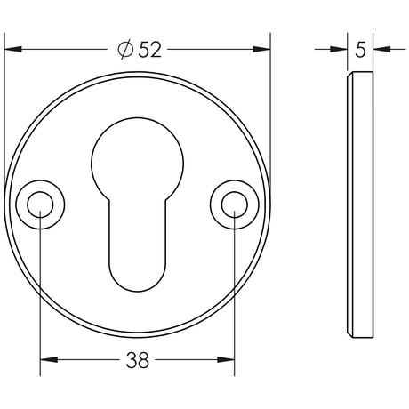 Technical drawing of of CRES - Antique Brass Euro Escutcheon Face Fixed Sku. CRES1651AB
