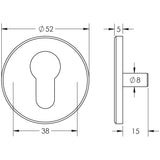 Technical drawing of of CRES - Black Euro Escutcheon Lug Fixed Sku. CRES1652MB