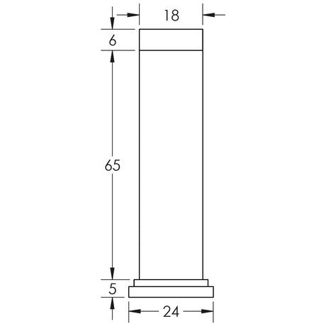 Technical drawing of of CRES - Satin Stainless Steel Wall Mounted Door Stop Sku. CRES2051SSS