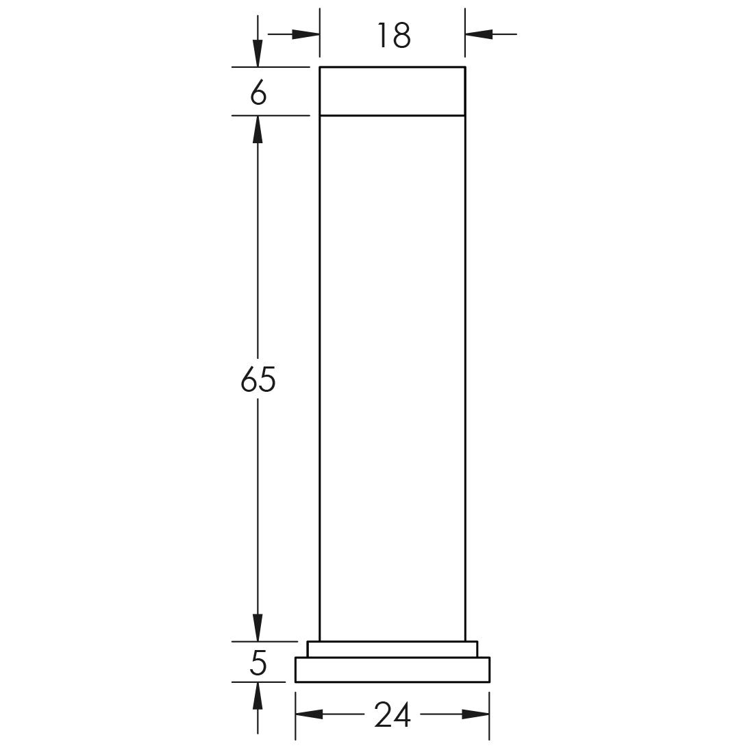 Technical drawing of of CRES - Black Wall Mounted Door Stop Sku. CRES2051MB