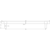Technical drawing of of CRES - 425mm Face Fix Black T-Bar Pull Handle Sku. CRES3001MBFF